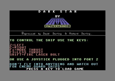 Dark Star screenshot 3 for Commodore 64